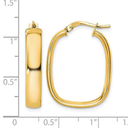 Polished Squared Oval Hoop Earrings