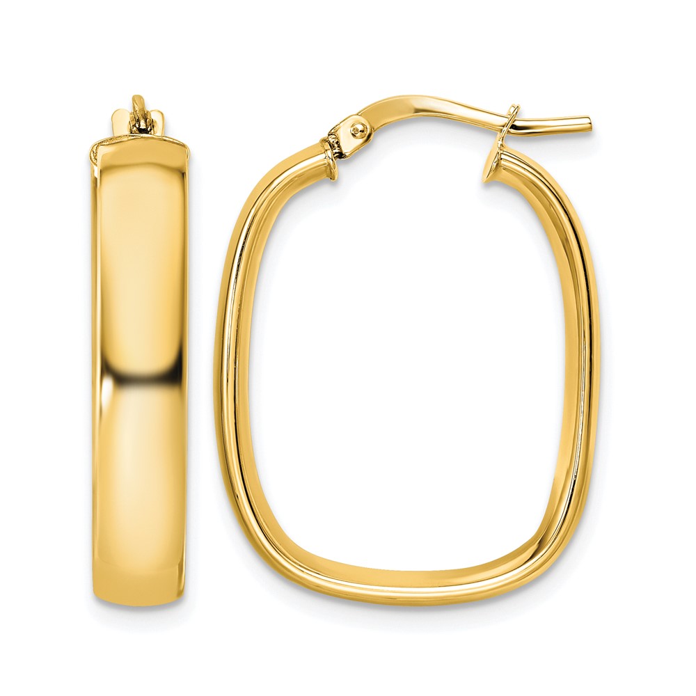 Polished Squared Oval Hoop Earrings