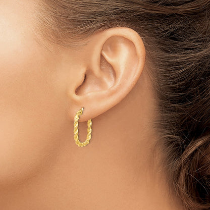Polished Square Twisted Hoop Earrings