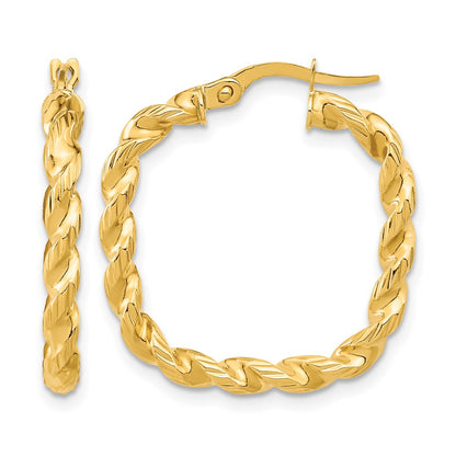 Polished Square Twisted Hoop Earrings