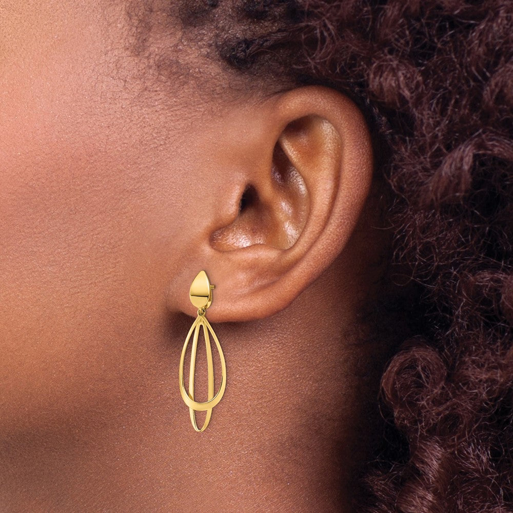 Polished and Brushed Post Dangle Earrings