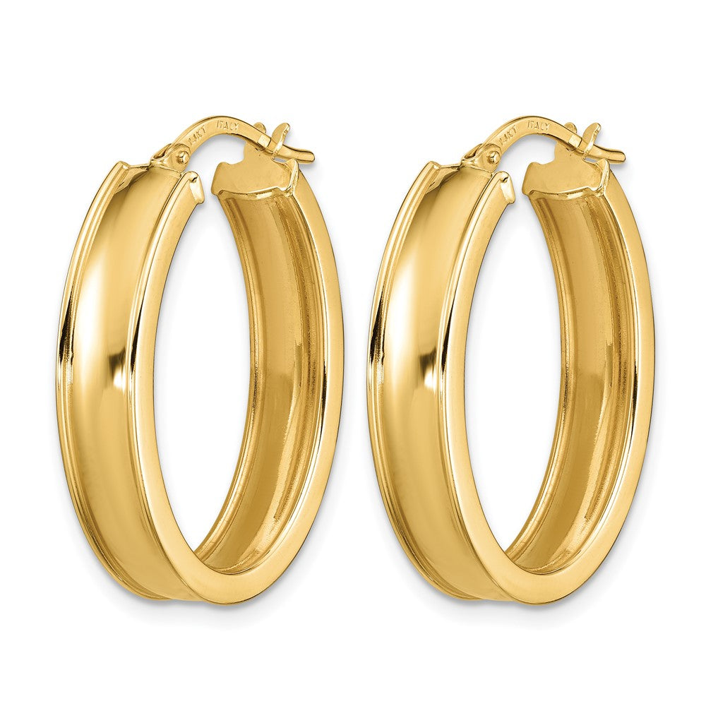 Polished Oval Hoop Earrings - 6mm, Yellow Gold