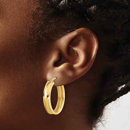 Polished Oval Hoop Earrings - 6mm, Yellow Gold