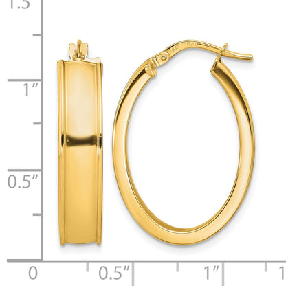 Polished Oval Hoop Earrings - 6mm, Yellow Gold