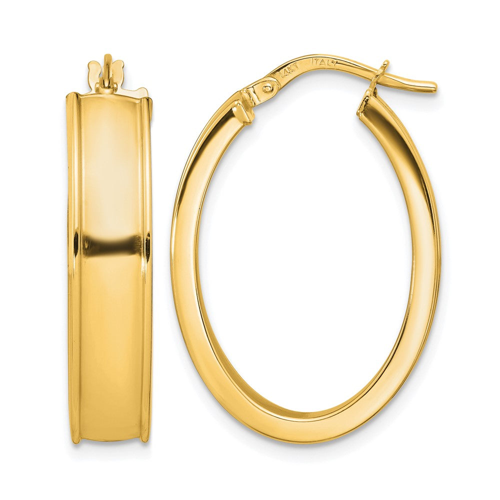 Polished Oval Hoop Earrings - 6mm, Yellow Gold