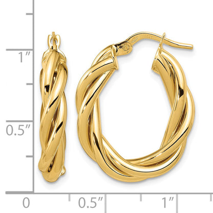 Polished Twisted Oval Hoop Earrings - 4.25mm