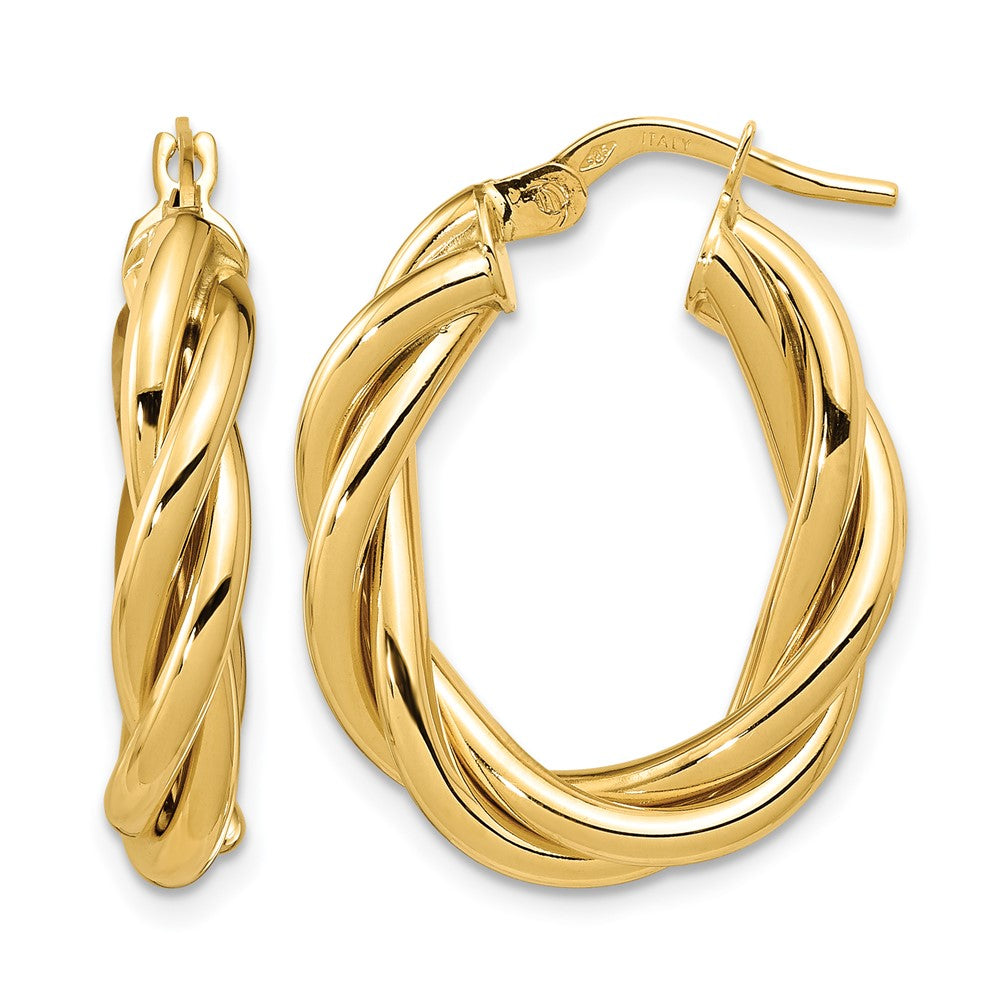 Polished Twisted Oval Hoop Earrings - 4.25mm