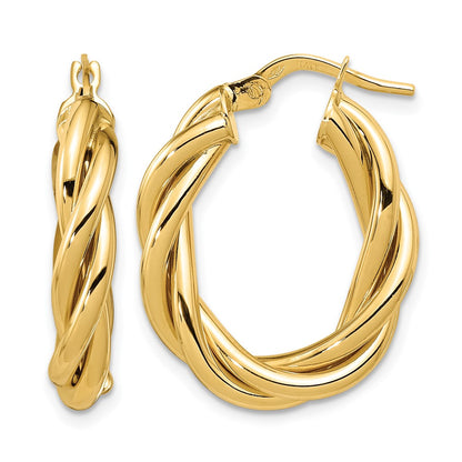 Polished Twisted Oval Hoop Earrings - 4.25mm