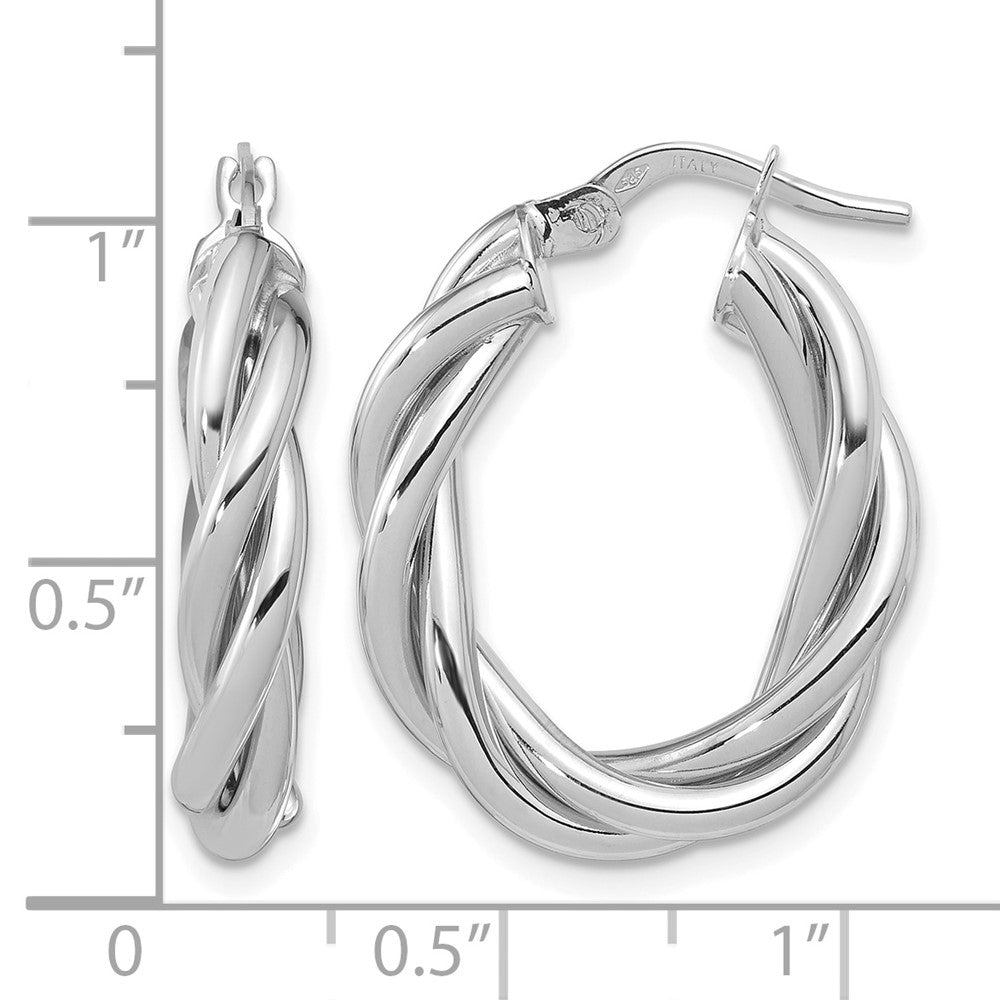 Polished Twisted Oval Hoop Earrings - 4.25mm