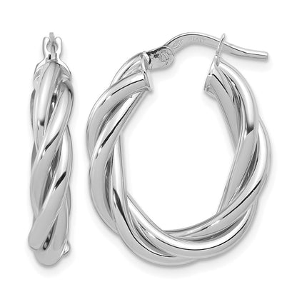 Polished Twisted Oval Hoop Earrings - 4.25mm