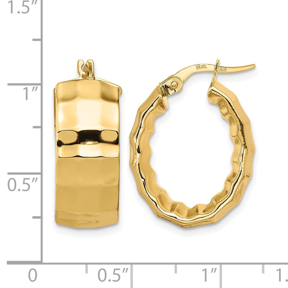 Polished Textured Oval Hoop Earrings - 8.75mm