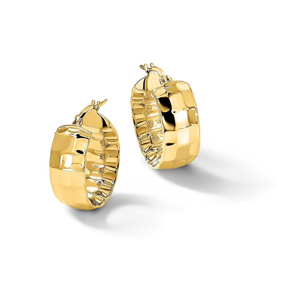 Polished Textured Oval Hoop Earrings - 8.75mm