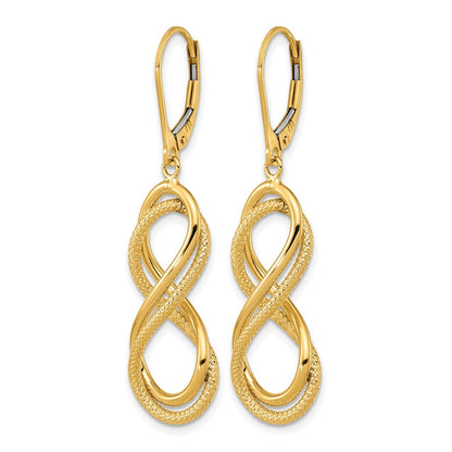 Polished Textured Infinity Leverback Earrings