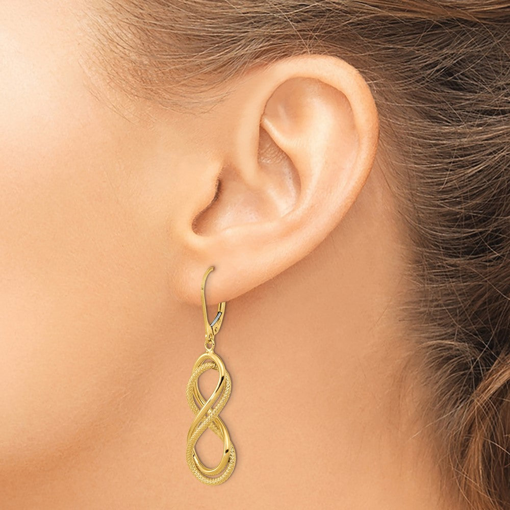 Polished Textured Infinity Leverback Earrings