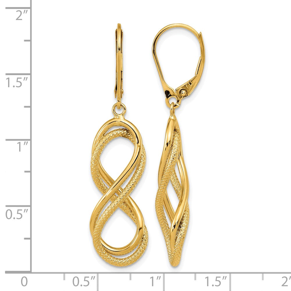 Polished Textured Infinity Leverback Earrings
