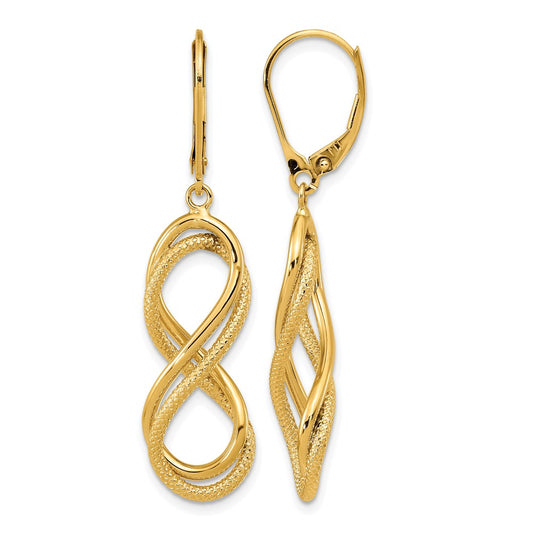Polished Textured Infinity Leverback Earrings