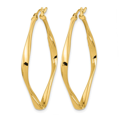 Polished Twisted Square Hoop Earrings