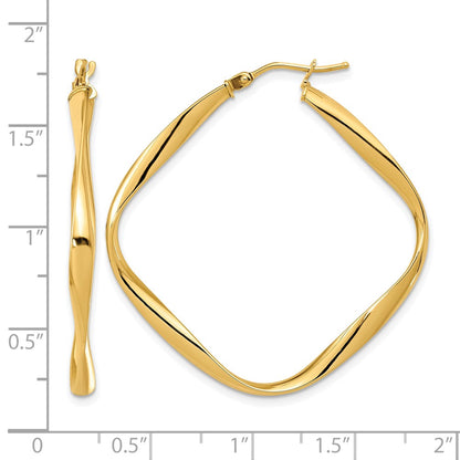 Polished Twisted Square Hoop Earrings