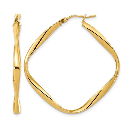 Polished Twisted Square Hoop Earrings