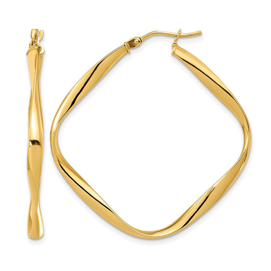 Polished Twisted Square Hoop Earrings