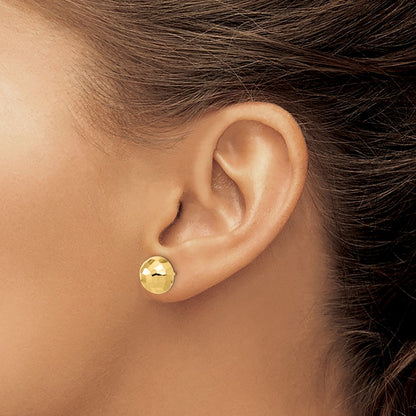 Polished D/C 10mm Button Post Earrings
