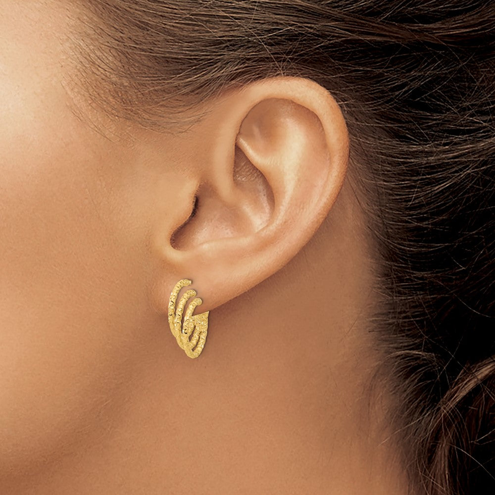Polished and Hammered Post Hoop Earrings
