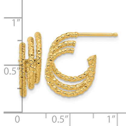 Polished and Hammered Post Hoop Earrings
