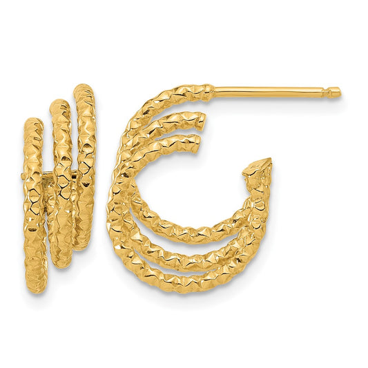 Polished and Hammered Post Hoop Earrings