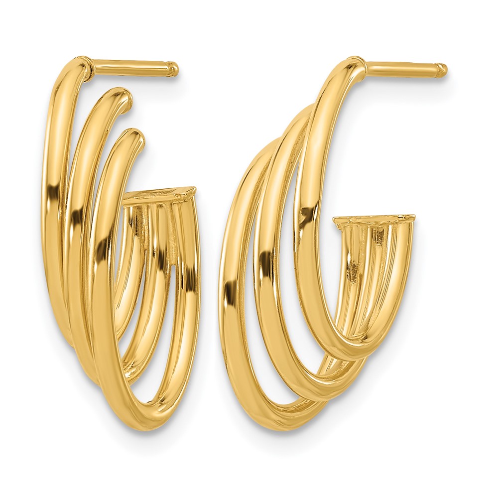 Polished J-Hoop Post Earrings - 12.2mm