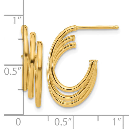 Polished J-Hoop Post Earrings - 12.2mm