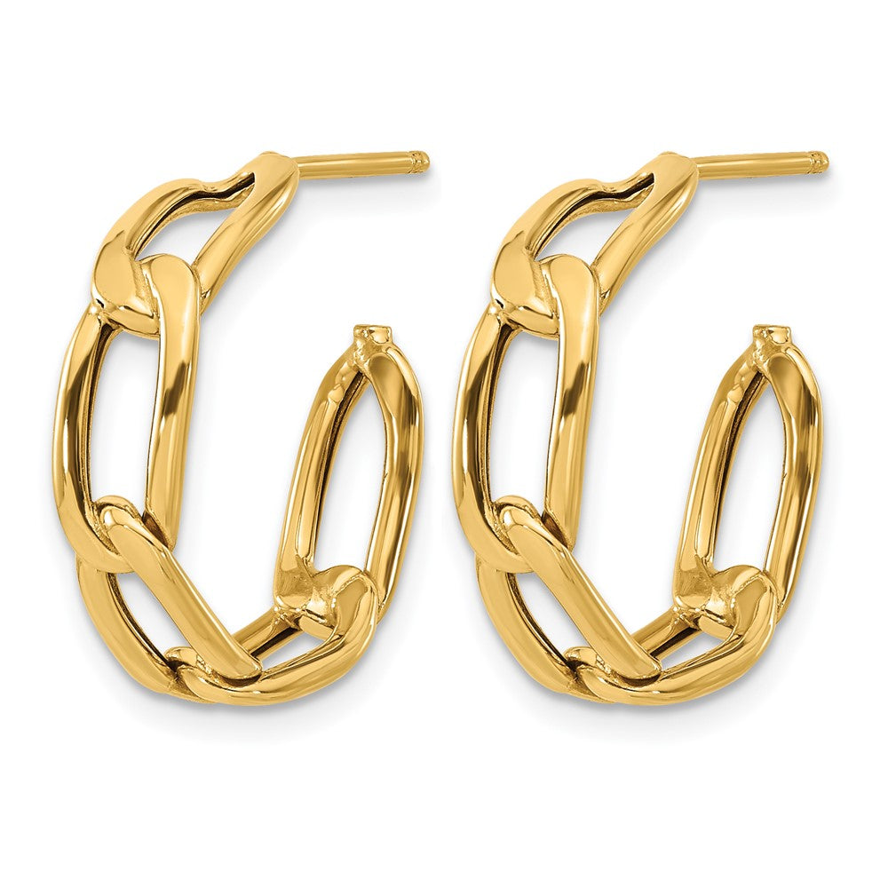 Polished Link Post Hoop Earrings
