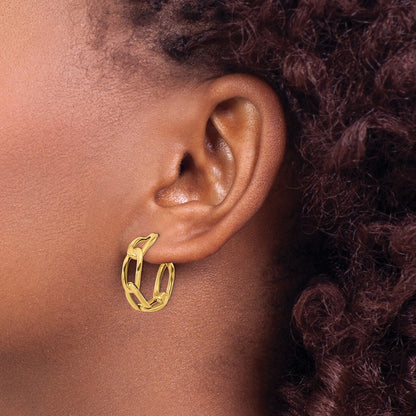 Polished Link Post Hoop Earrings