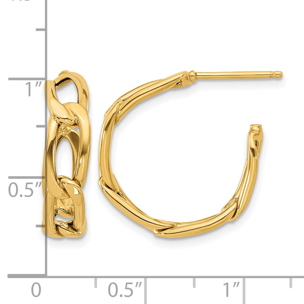 Polished Link Post Hoop Earrings
