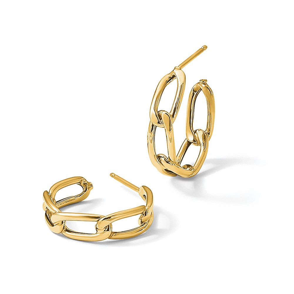 Polished Link Post Hoop Earrings