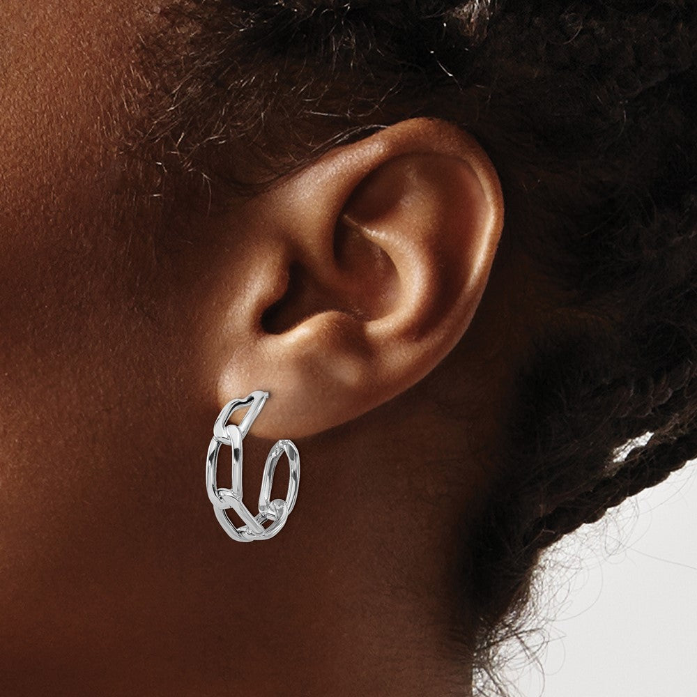 Polished Link Post Hoop Earrings