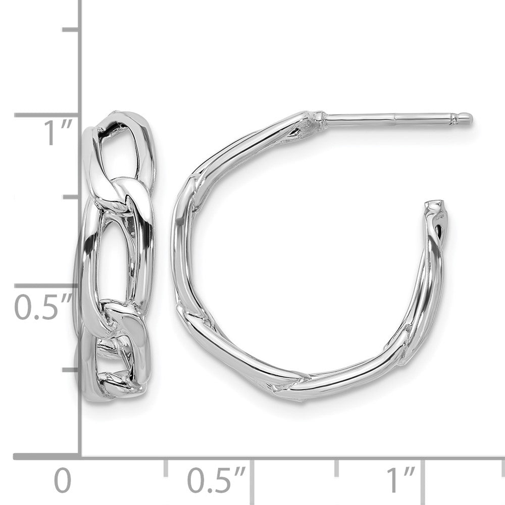 Polished Link Post Hoop Earrings