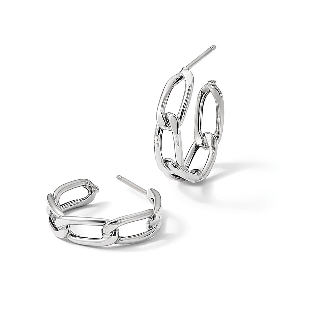 Polished Link Post Hoop Earrings