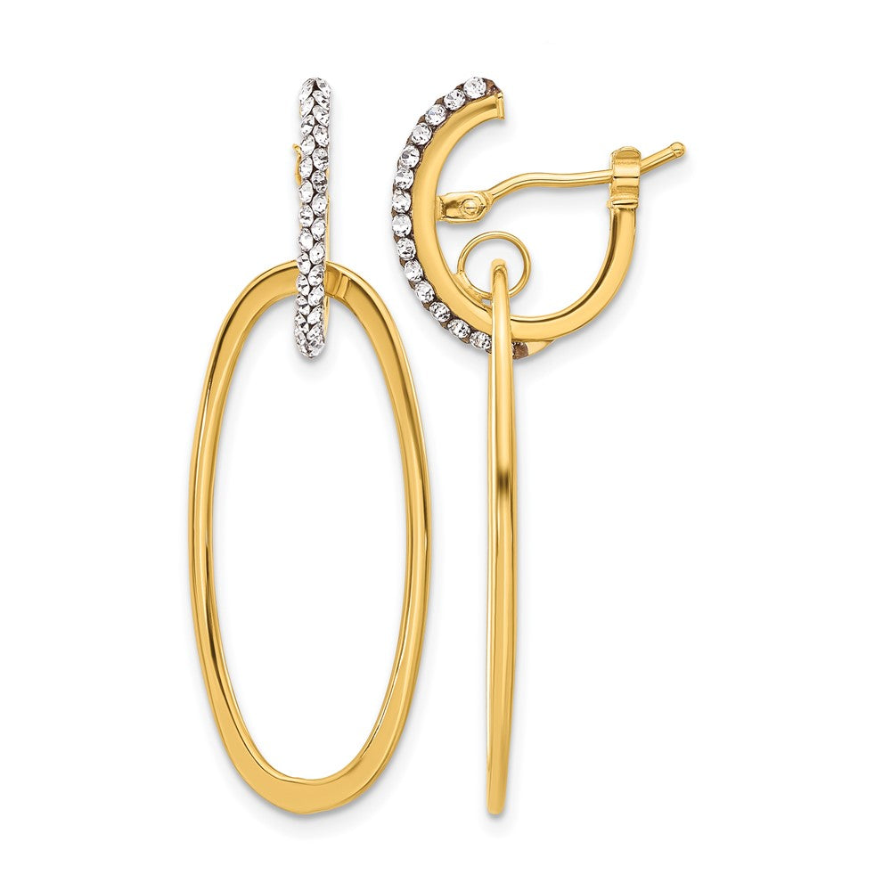 Polished Crystal Oval Hoop Earrings