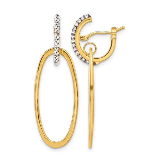 Polished Crystal Oval Hoop Earrings