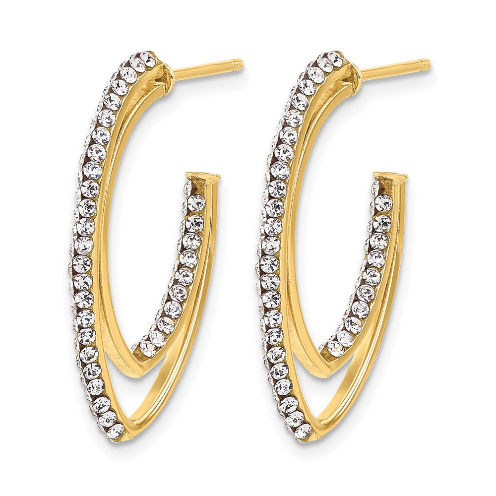 Polished Crystal J-Hoop Post Earrings - 2mm