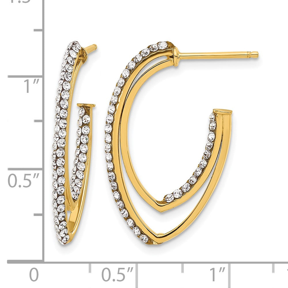 Polished Crystal J-Hoop Post Earrings - 2mm