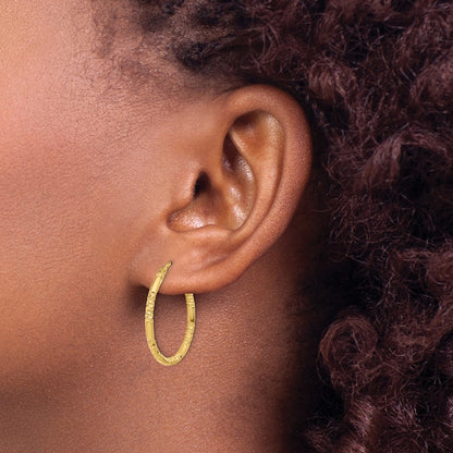 Polished and Textured Hoop Earrings - 1.54g