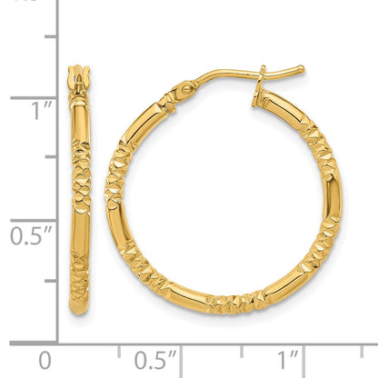 Polished and Textured Hoop Earrings - 1.54g