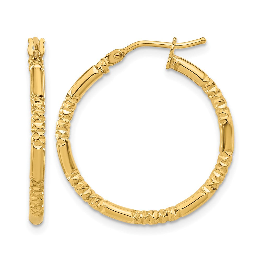 Polished and Textured Hoop Earrings - 1.54g