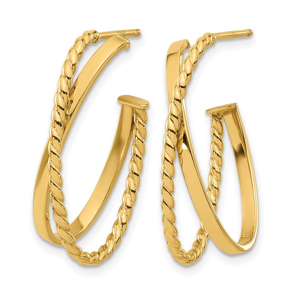 Polished and Twist J-Hoop Post Earrings