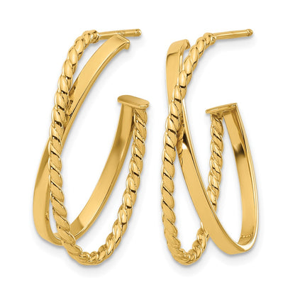 Polished and Twist J-Hoop Post Earrings