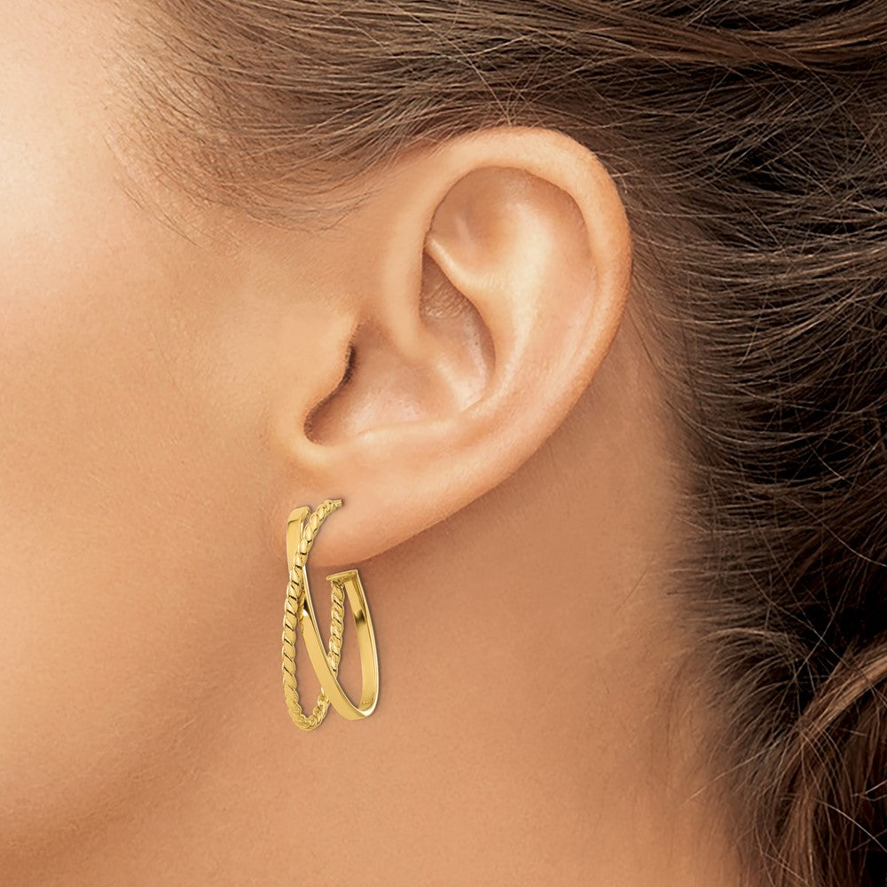Polished and Twist J-Hoop Post Earrings