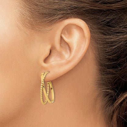 Polished and Twist J-Hoop Post Earrings