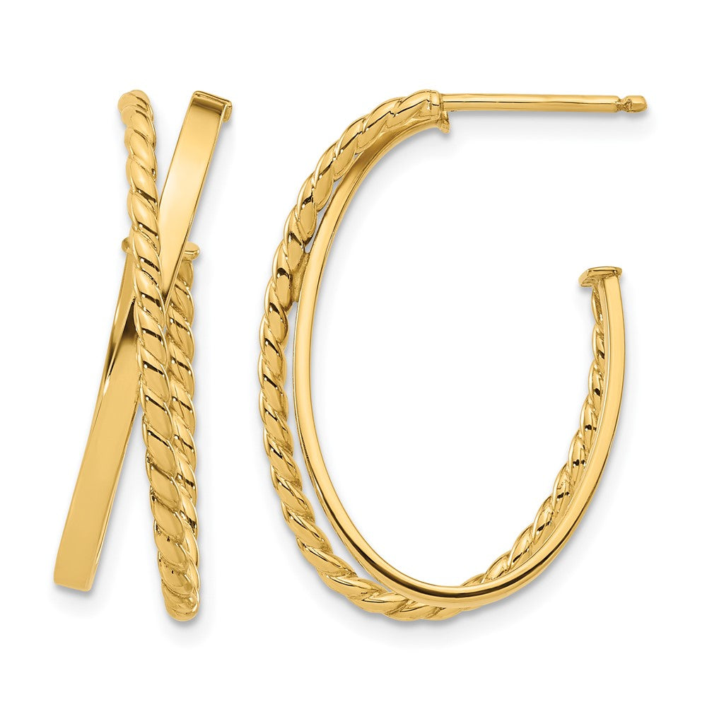 Polished and Twist J-Hoop Post Earrings