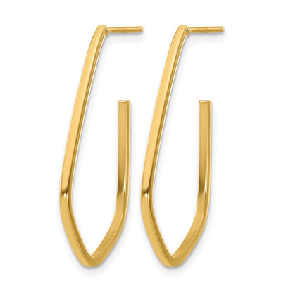 Polished Geometric Shaped J-Hoop Post Earrings